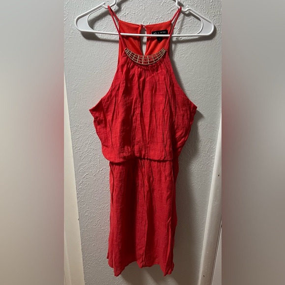 As U Wish Dresses & Skirts - As U Wish Coral Sleeveless Halter Dress Medium